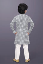Neera Trendz Grey Cotton Thread Embroidery Kid's Kurta Pajama | Grocsy