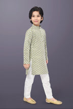 Neera Trendz Olive Cotton Thread Embroidery Kid's Kurta Pajama | Grocsy