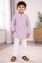 Neera Trendz Pink Cotton Thread Embroidery Kid's Kurta Pajama | Grocsy