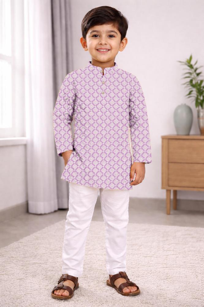 Neera Trendz Pink Cotton Thread Embroidery Kid's Kurta Pajama | Grocsy