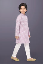 Neera Trendz Pink Cotton Thread Embroidery Kid's Kurta Pajama | Grocsy