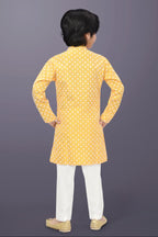 Neera Trendz Yellow Cotton Thread Embroidery Kid's Kurta Pajama | Grocsy
