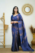 Partywear Designer Blue Banarasi Silk Fancy Saree - Starwalk | Grocsy