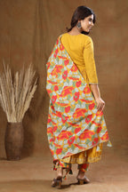 Kaajh Women's Yellow Floral Print Anarkali Suit Set | Grocsy