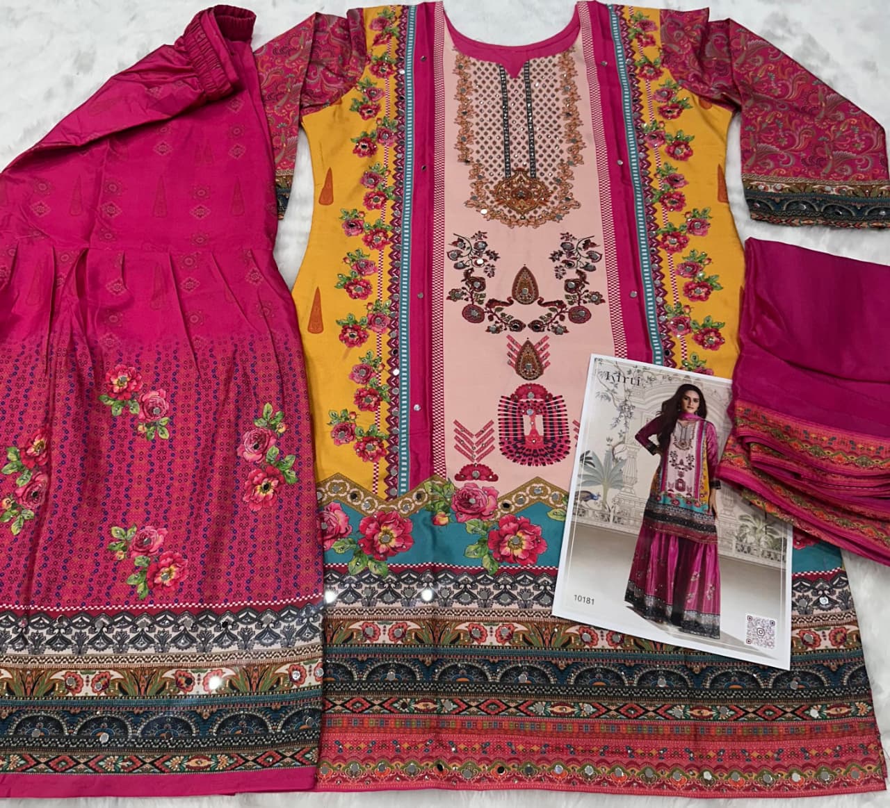 Aarshi Fashions Pink Heavy Crepe Digital Print Full Stitched Palazzo Suits | Grocsy