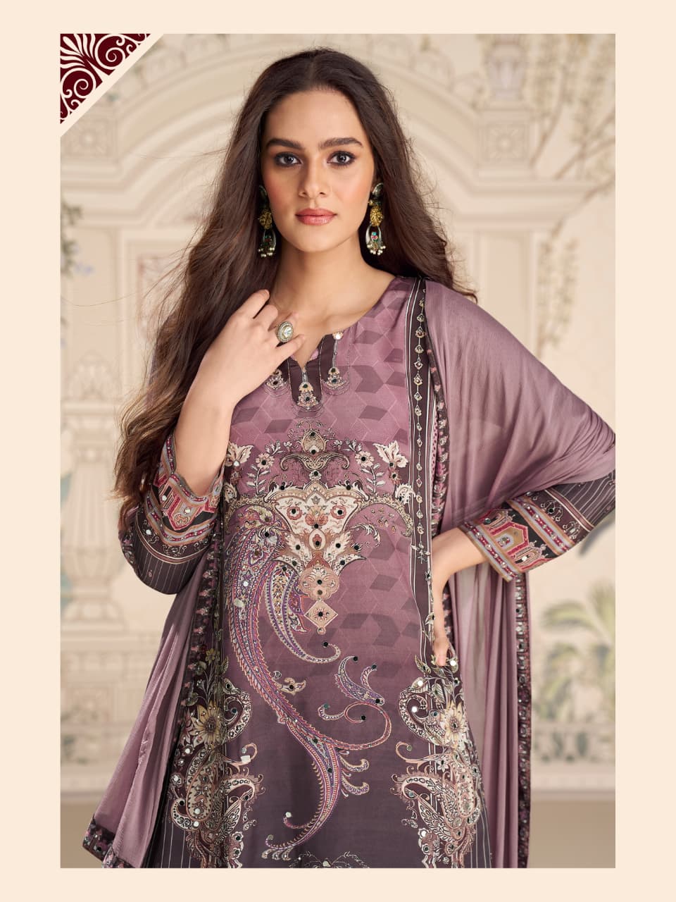 Aarshi Fashions Lilac Heavy Crepe Digital Print Full Stitched Palazzo Suits | Grocsy