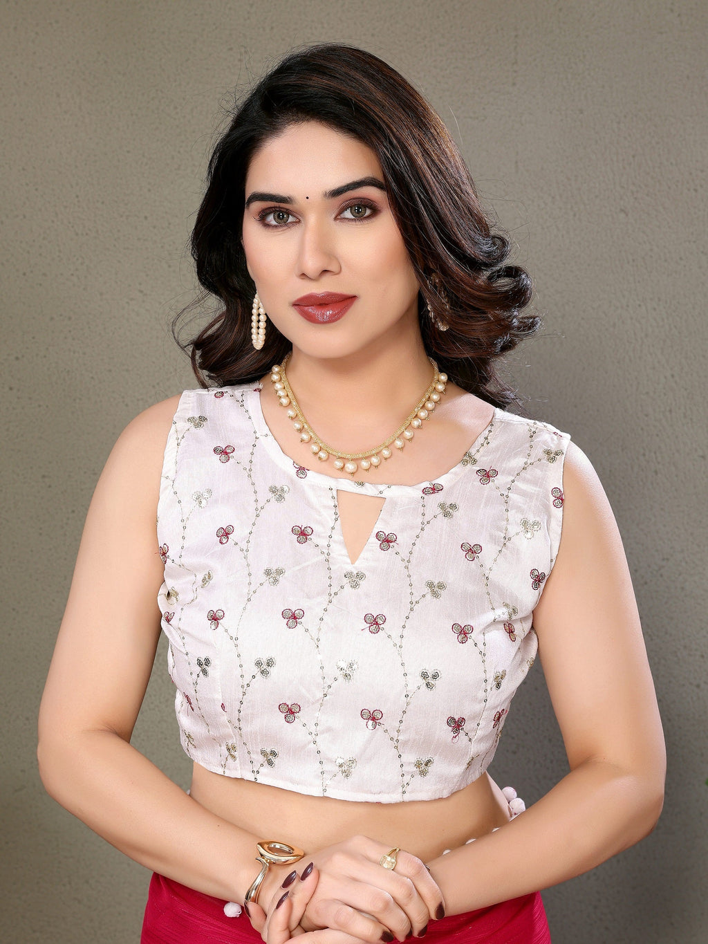 Vedant Vastram Poly Silk Embroidery Work Fancy Saree - Pink | Grocsy