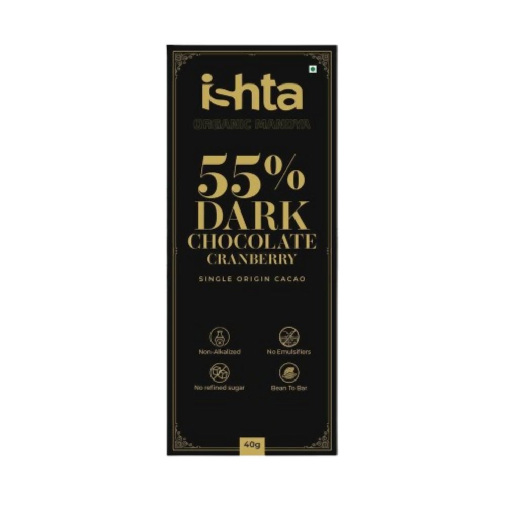 Organic Mandya 55% Dark chocolate with Cranberry | Grocsy