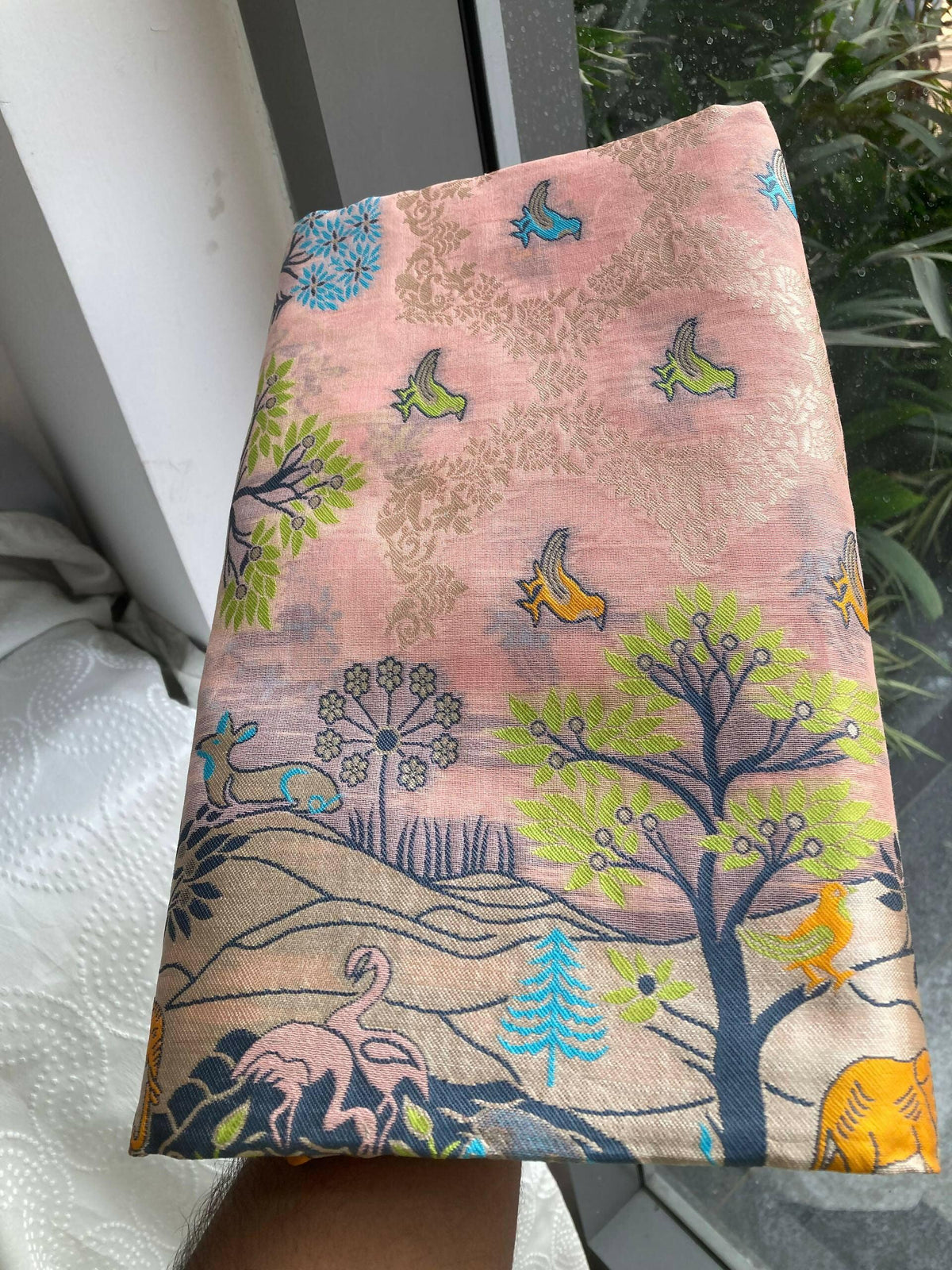 Teeya Creation New Latest Trendy Wedding Wear Pashmina Silk Saree-Peach | Grocsy