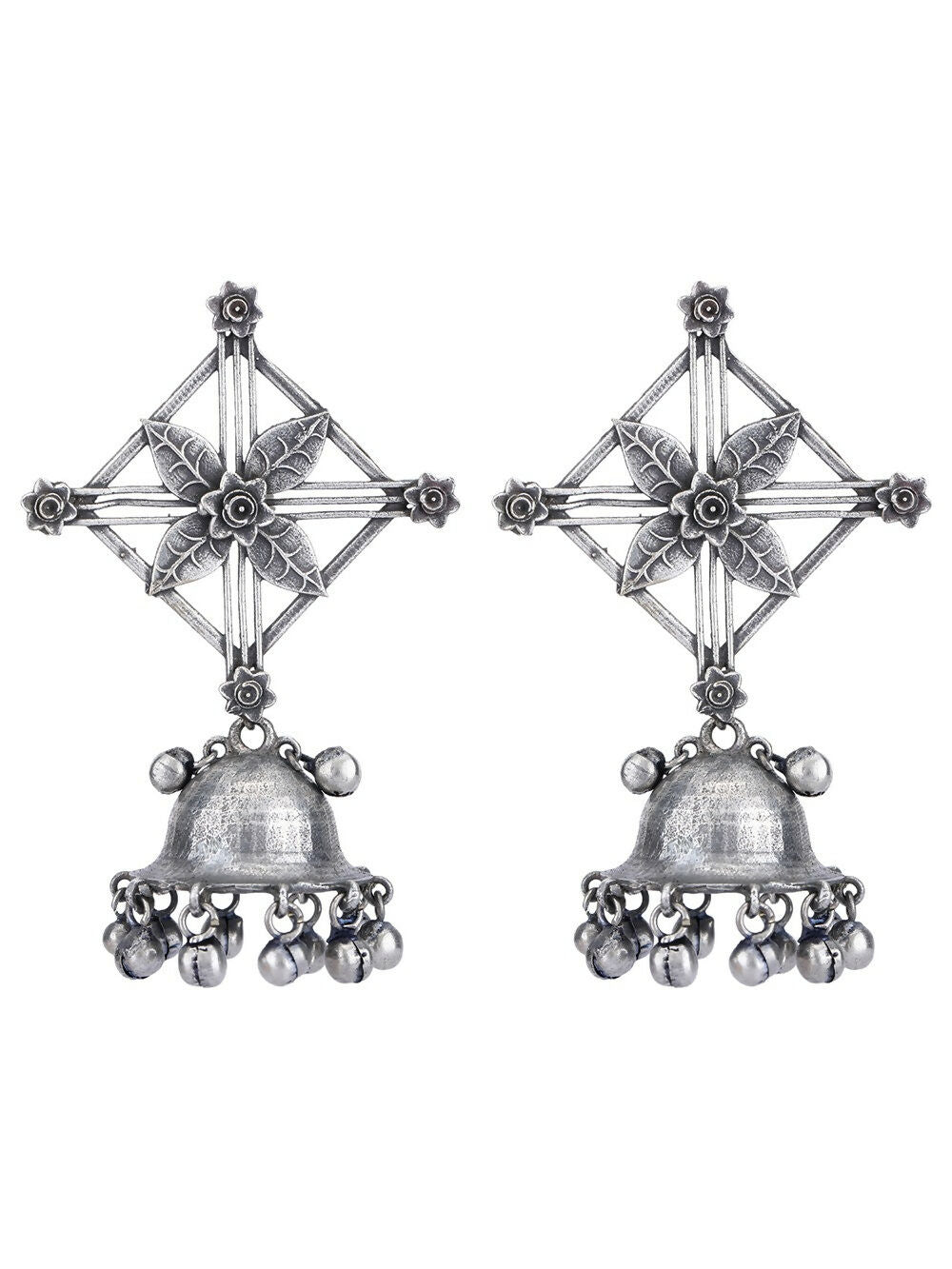 Joban Fashion Women Ghungroo Style Silver Tone Brass Jhumka | Grocsy