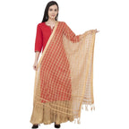 A R Silk Cotton Square Regular Dupatta Color Dark Golden Dupatta or Chunni | Grocsy