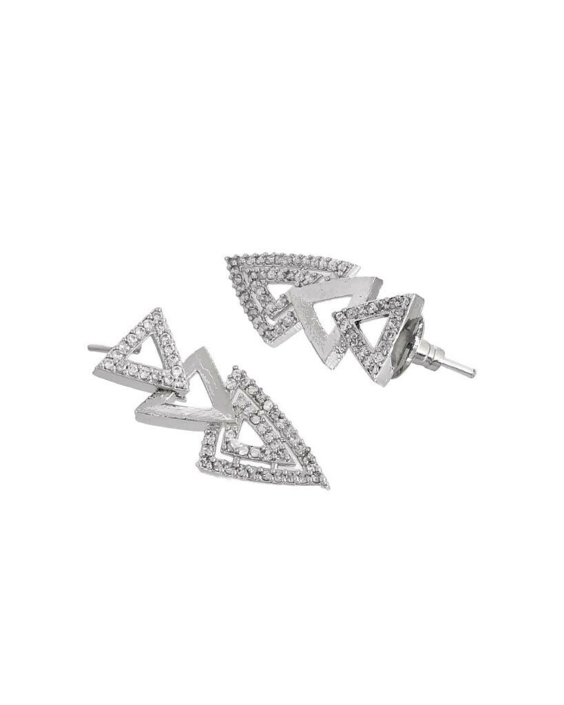 VOJ Silver Plated AD Studded Designer Handcrafted Jewellery Set | Grocsy