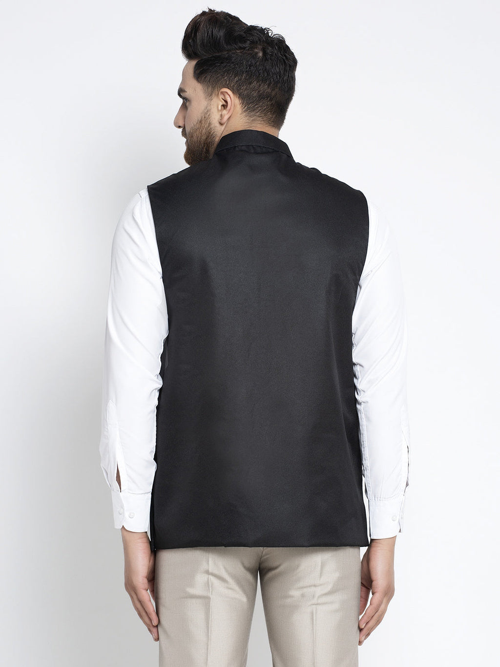 Jompers Men's Black Solid Nehru Jacket | Grocsy