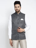 Jompers Men's Grey Melange Solid Nehru Jacket | Grocsy