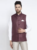 Jompers Men's Maroon Solid Nehru Jacket | Grocsy