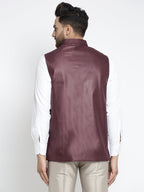 Jompers Men's Maroon Solid Nehru Jacket | Grocsy