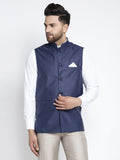 Jompers Men's Navy Blue Solid Nehru Jacket | Grocsy