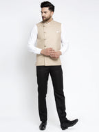 Jompers Men's Beige Nehru Jacket | Grocsy