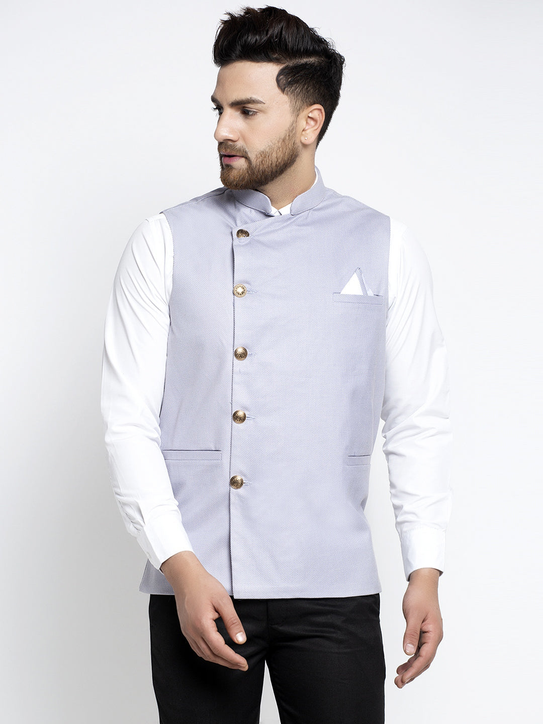 Jompers Men's Blue Nehru Jacket | Grocsy