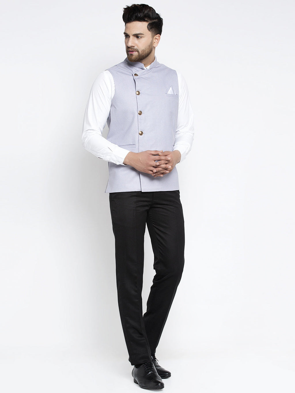 Jompers Men's Blue Nehru Jacket | Grocsy