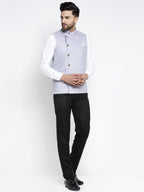 Jompers Men's Blue Nehru Jacket | Grocsy