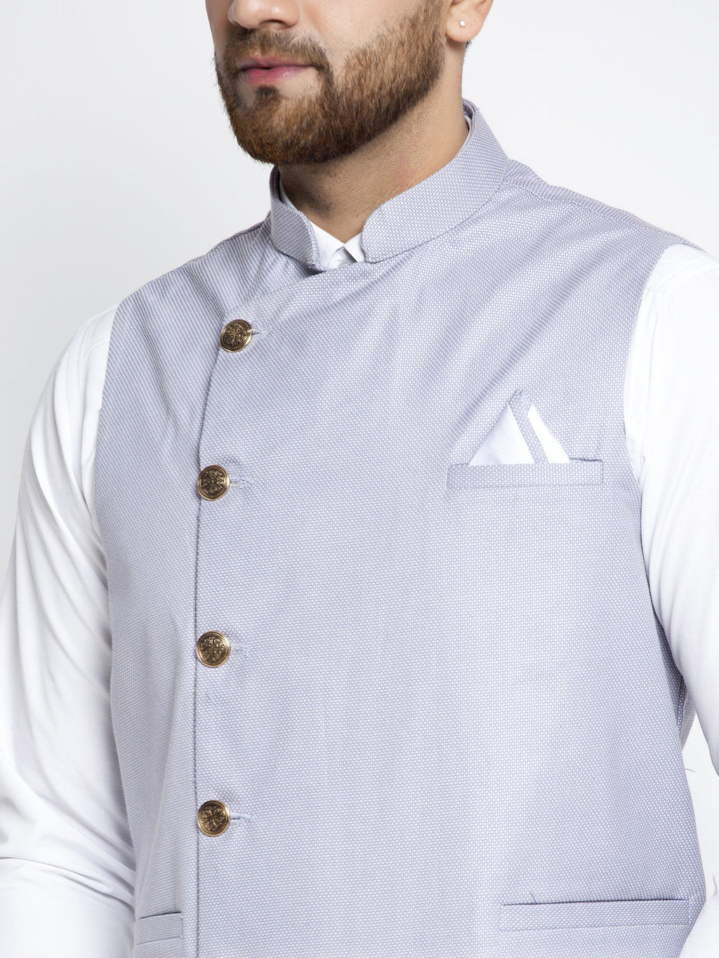 Jompers Men's Blue Nehru Jacket | Grocsy