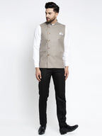 Jompers Men's Grey Nehru Jacket | Grocsy