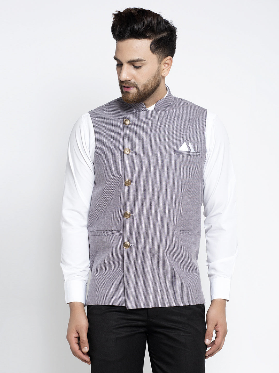 Jompers Men's Purple Nehru Jacket | Grocsy