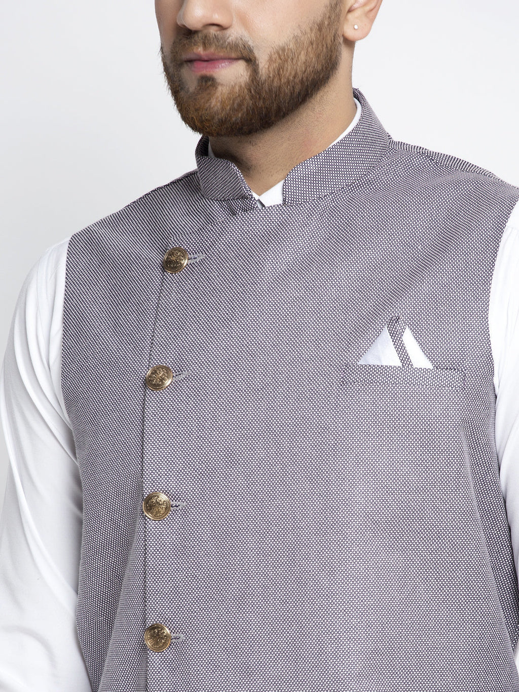 Jompers Men's Purple Nehru Jacket | Grocsy