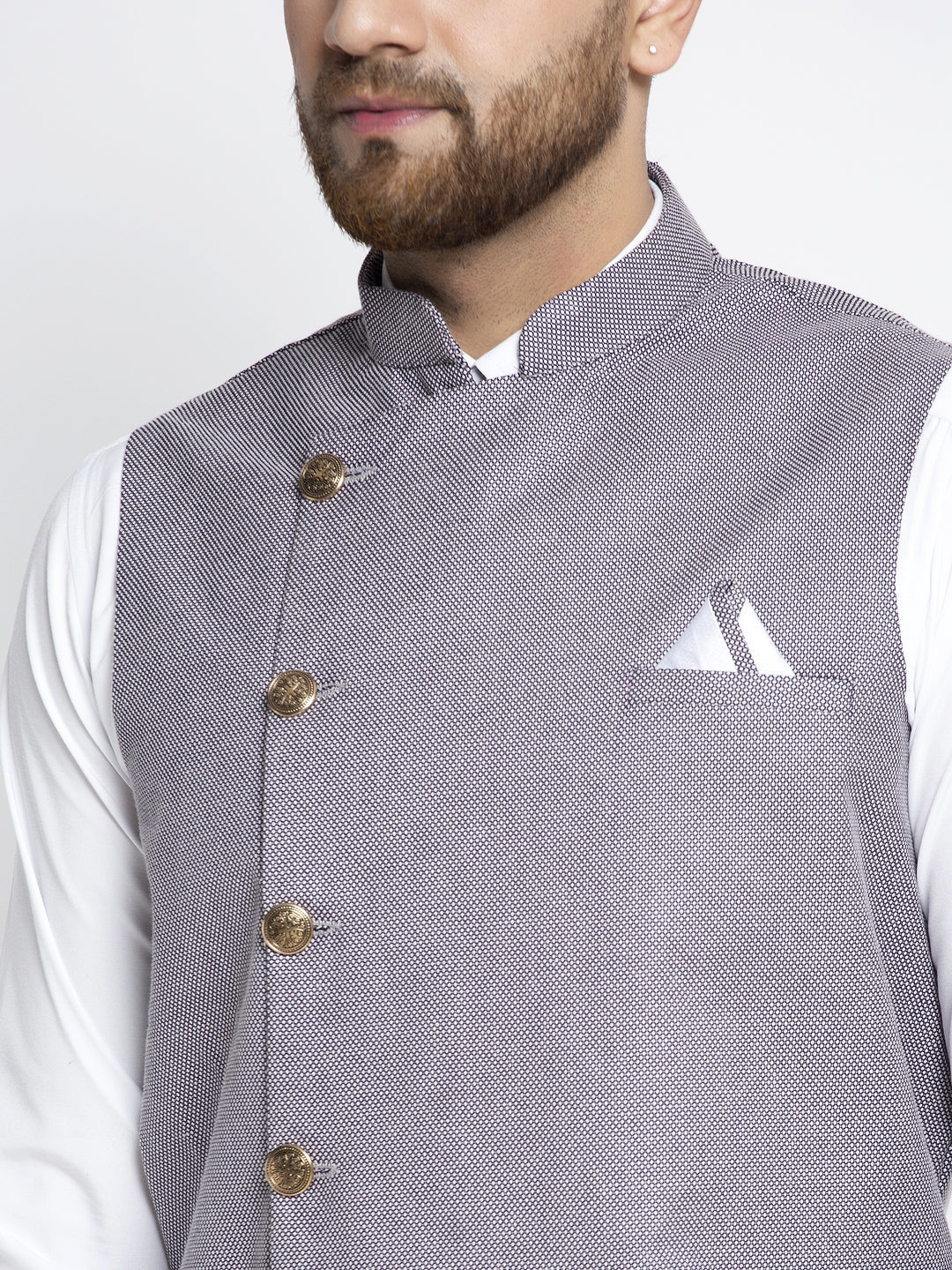 Jompers Men's Purple Nehru Jacket | Grocsy