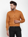 Jainish Rust Men's Cotton Solid Mandarin Collar Formal Shirts ( SF 726Rust ) | Grocsy