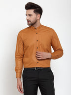Jainish Rust Men's Cotton Solid Mandarin Collar Formal Shirts ( SF 726Rust ) | Grocsy