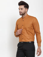 Jainish Rust Men's Cotton Solid Mandarin Collar Formal Shirts ( SF 726Rust ) | Grocsy