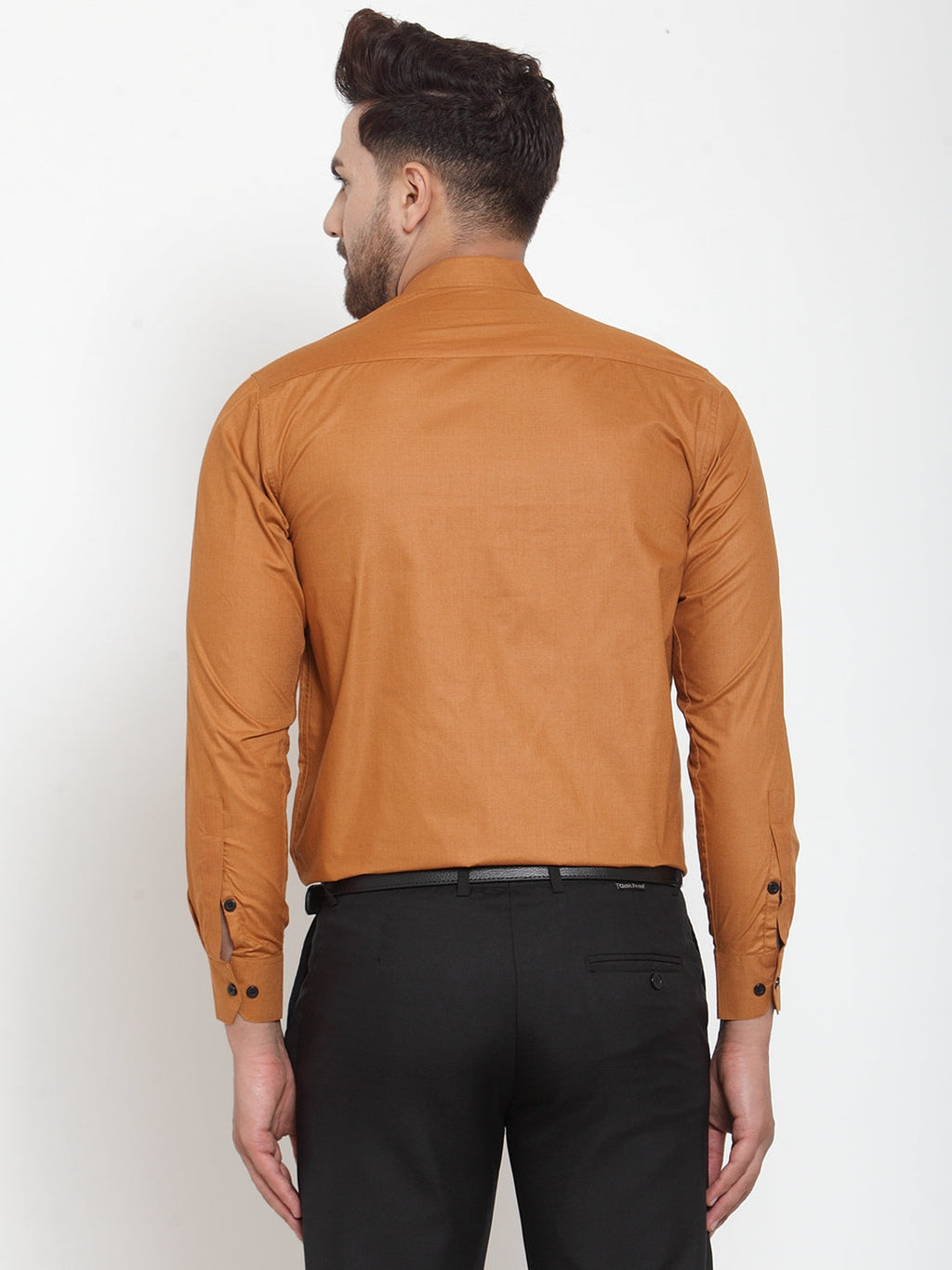 Jainish Rust Men's Cotton Solid Mandarin Collar Formal Shirts ( SF 726Rust ) | Grocsy