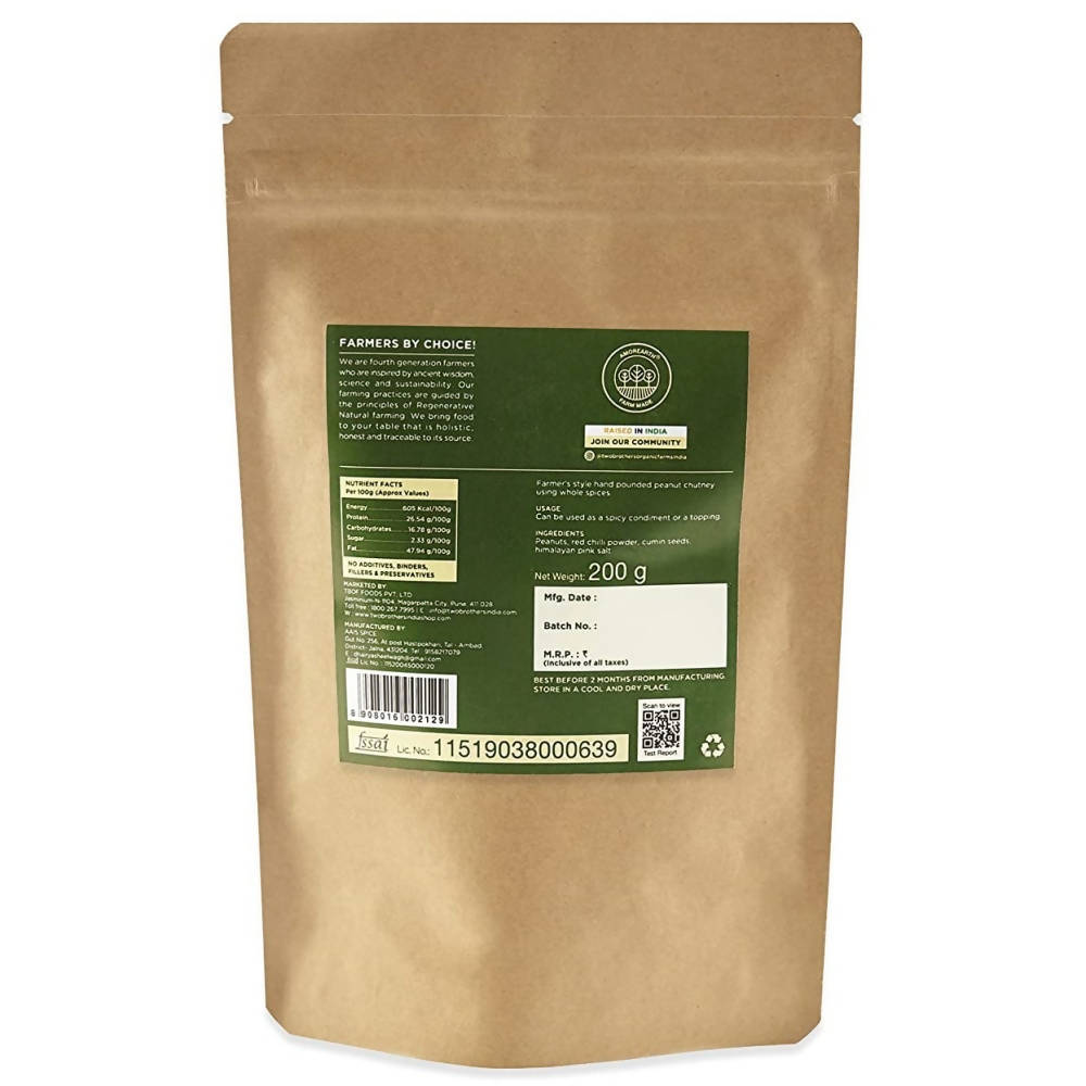 Two Brothers Organic Farms Peanut Chutney Hand Pounded | Grocsy