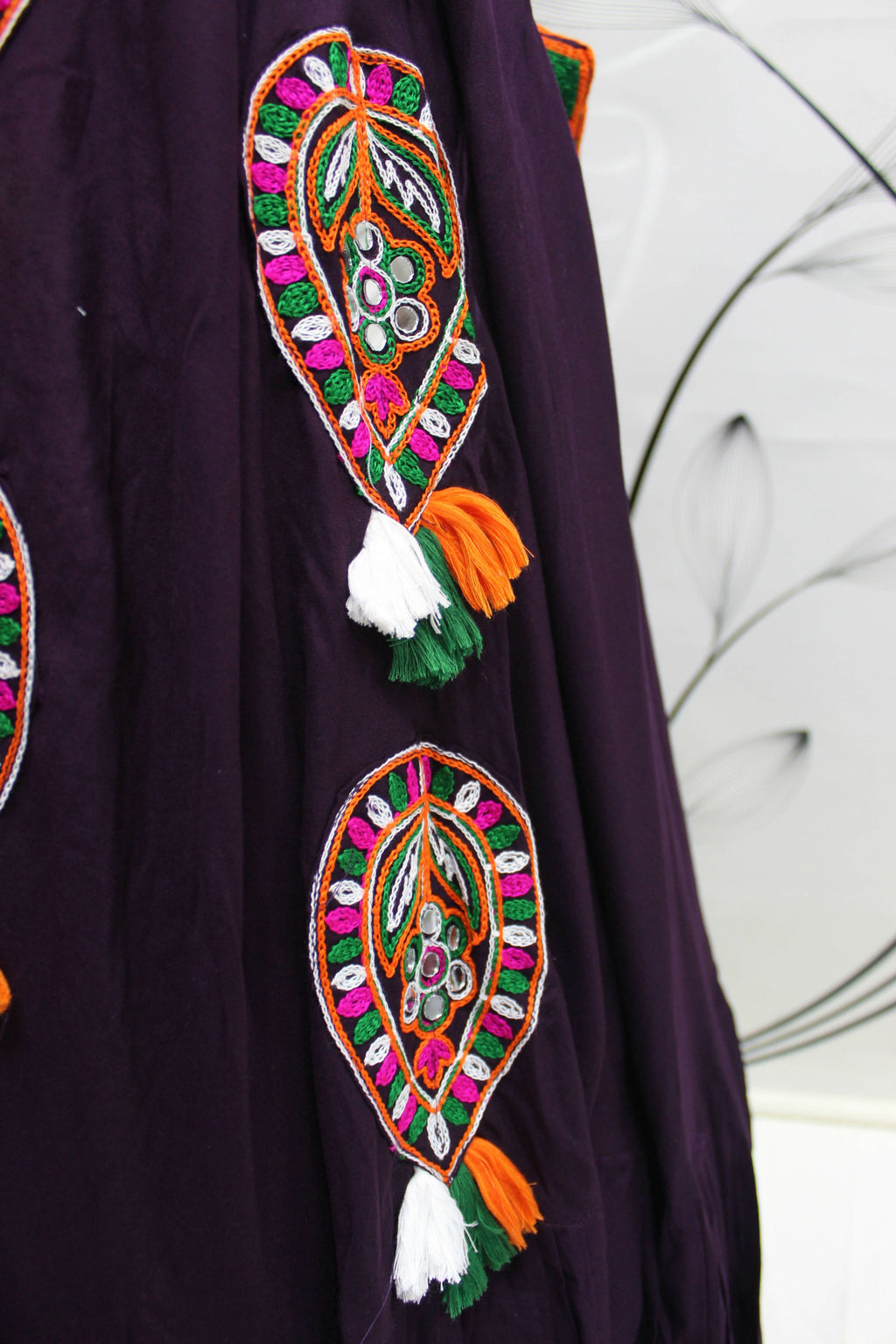 Purple Viscose Rayon Thread Embroidered Navratri Lehenga Choli with Dupatta - Raas | Grocsy