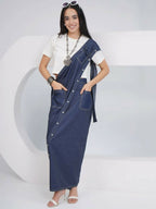 Joban Fashion Off White Cotton Denim Skirt Drape With Top | Grocsy
