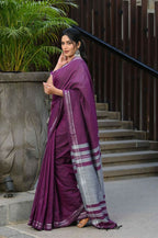 Beatitude Magenta Cotton Handloom Saree | Grocsy