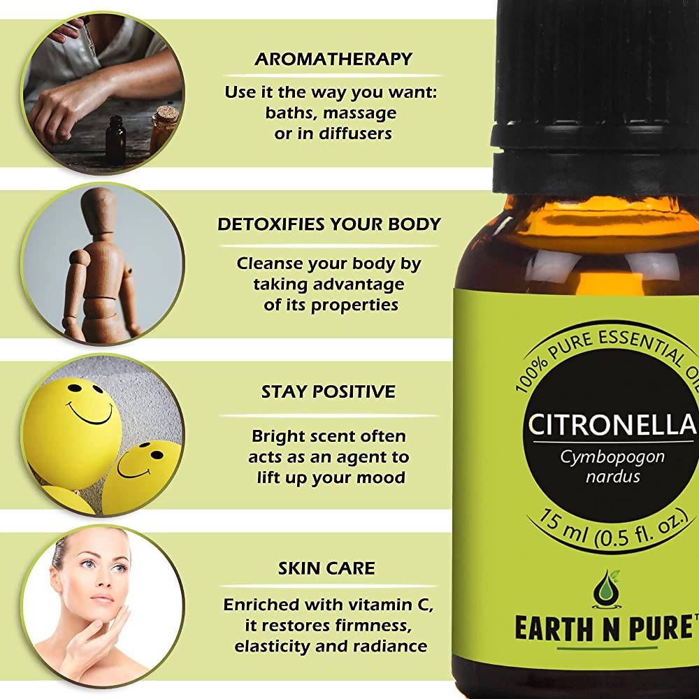 Earth N Pure Lemongrass & Citronella Essential Oils | Grocsy