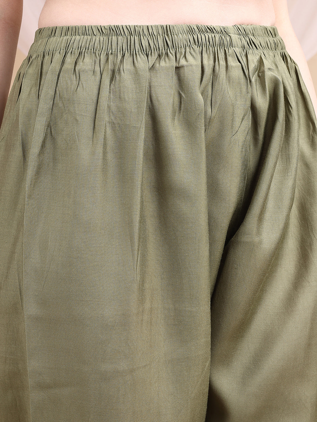 Embroidered Kurta With Pant & Printed Dupatta, Olive - Hiral Fashion | Grocsy
