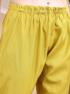 Embroidered Kurta With Pant & Printed Dupatta, Yellow - Hiral Fashion | Grocsy