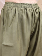 Embroidered Kurta With Pant & Printed Dupatta, Olive - Hiral Fashion | Grocsy
