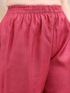 Embroidered Kurta With Pant & Printed Dupatta, Pink - Hiral Fashion | Grocsy