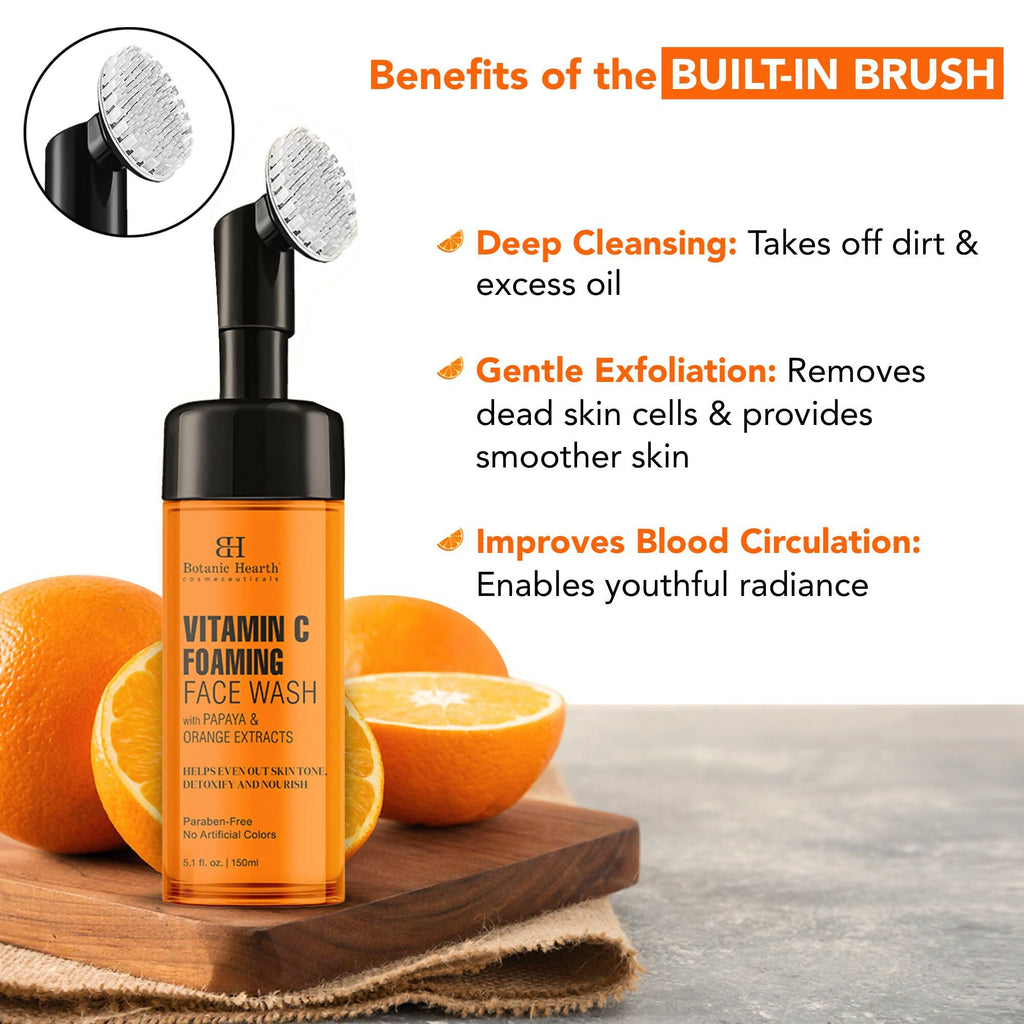 Botanic Hearth Brightening Vitamin C Foaming Face Wash with Papaya & Orange Extracts | Grocsy
