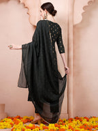 Nayra Cut Embroidered Kurta With Pant And Dupatta Set, Multicolor - Hiral Fashion | Grocsy