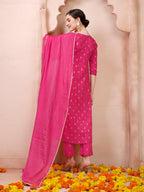 Nayra Cut Embroidered Kurta With Pant And Dupatta Set, Multicolor - Hiral Fashion | Grocsy