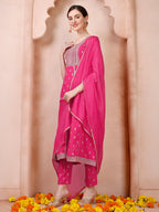 Nayra Cut Embroidered Kurta With Pant And Dupatta Set, Multicolor - Hiral Fashion | Grocsy