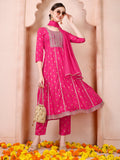 Nayra Cut Embroidered Kurta With Pant And Dupatta Set, Multicolor - Hiral Fashion | Grocsy