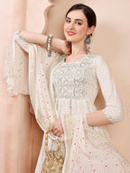 Nayra Cut Embroidered Kurta With Pant And Dupatta Set, Multicolor - Hiral Fashion | Grocsy