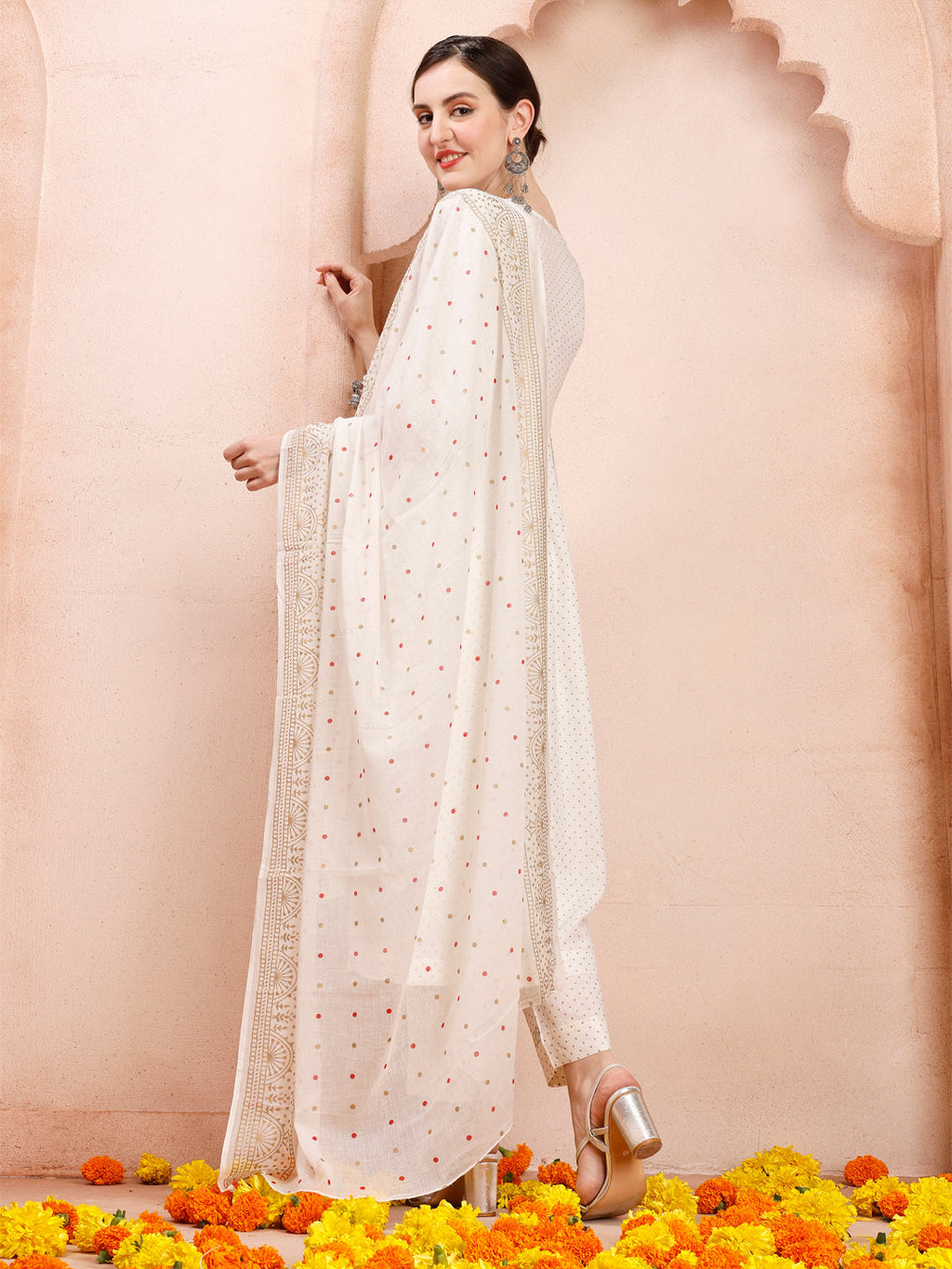 Nayra Cut Embroidered Kurta With Pant And Dupatta Set, Multicolor - Hiral Fashion | Grocsy